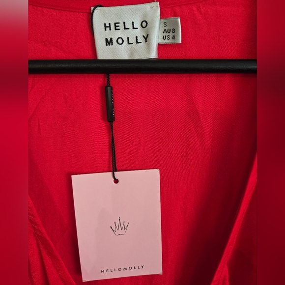 Hello Molly Red Long Sleeve V-Neck Sundress - Picture 5 of 6